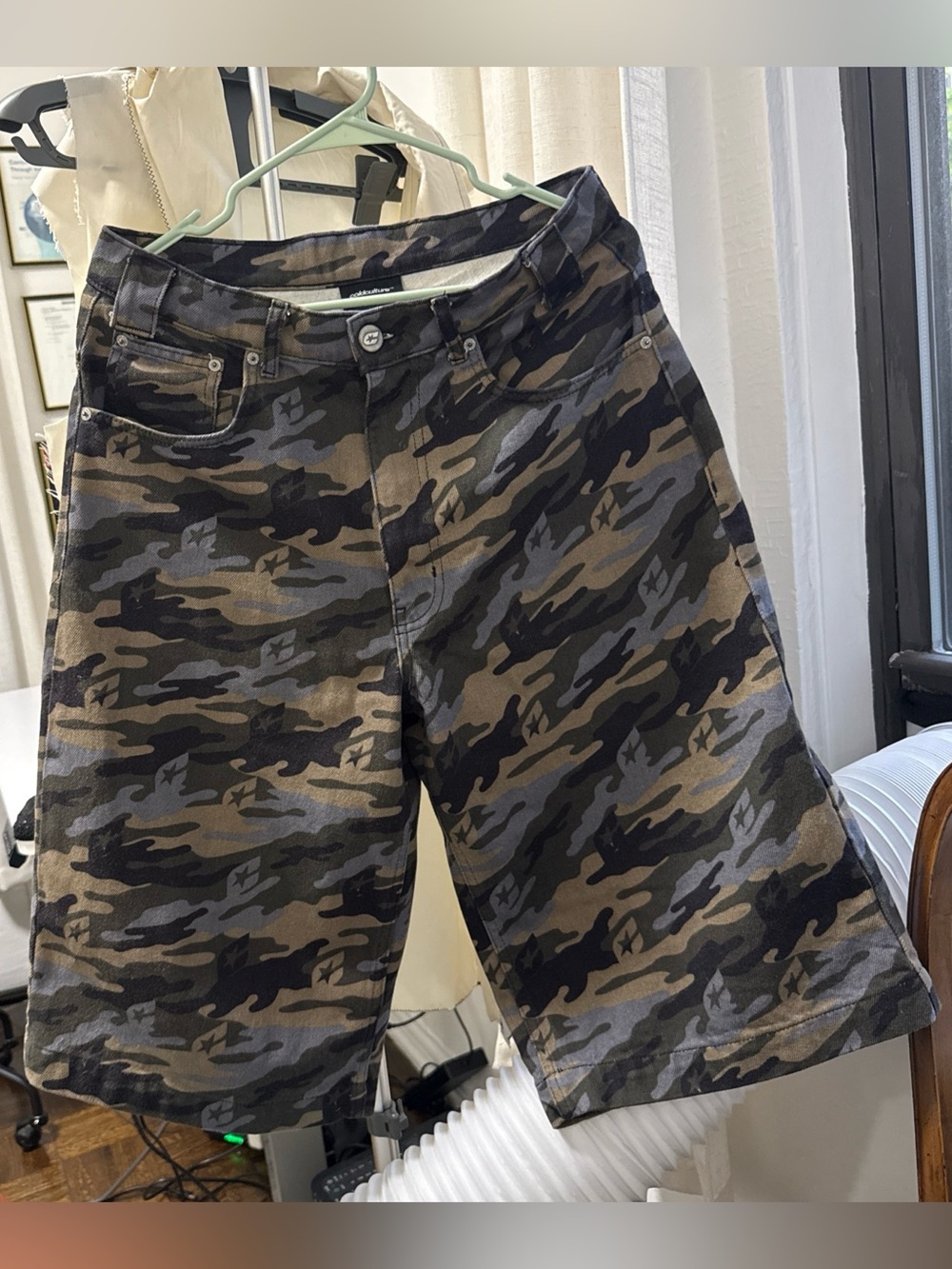 Men's Camo Stretch Cotton Shorts - Green/Black